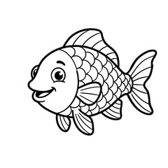 Fototapeta premium Cute Fish Outline Cartoon Vector Illustration