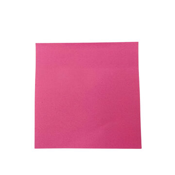 Pink sticky note on black background isolated silhouette