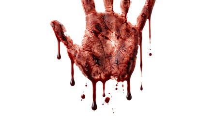 Creepy red bloody handprint with dripping liquid © shuphanida