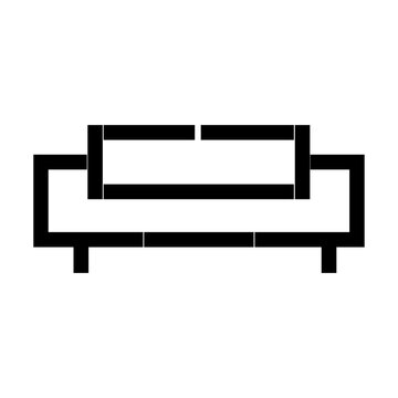 retro pixel black sofa isolated on white 8-bit design art