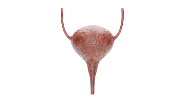 Realistic human urinary bladder anatomy with visible blood vessels