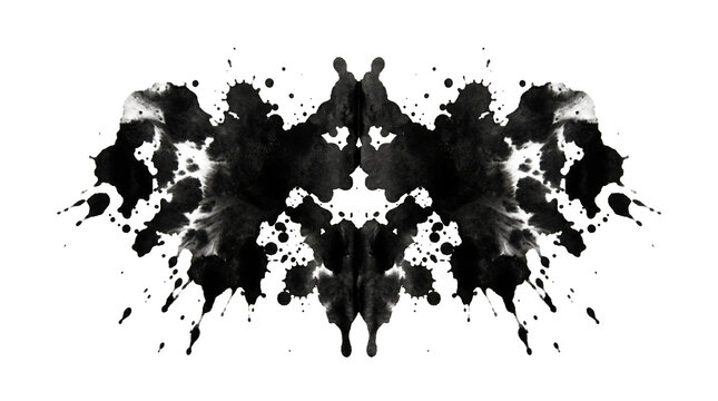 Symmetrical black inkblot rorschach test psychological shape