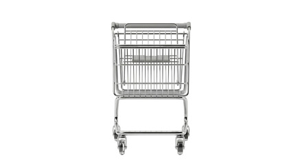 Empty metallic supermarket shopping cart trolley from front view © shuphanida