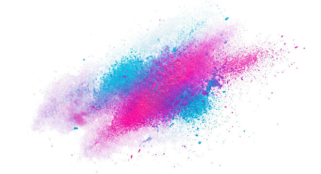 Vibrant pink and blue holi powder paint color splash
