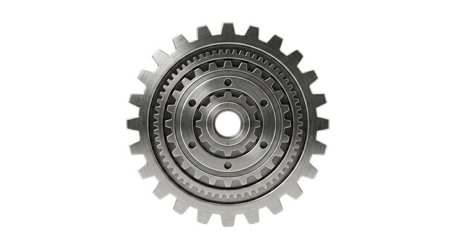 Metallic steel gear mechanism with concentric cogs and teeth