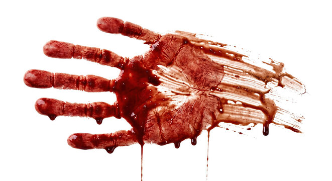 Creepy red bloody handprint smearing towards the right