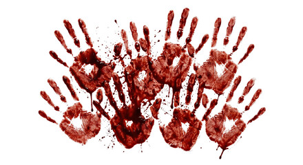 Creepy red bloody bare footprints walking forward © shuphanida