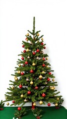 Fototapeta premium Decorative holiday tree with ornaments on branches and base