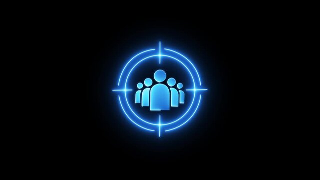 Recruitment icon, HR human resources solution concept. Management tool used to manage employee information in organization. Businessman with target icon and identity proofing on black background.