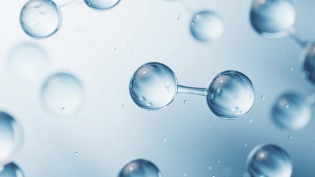 Transparent molecules with blue background, 3d rendering.