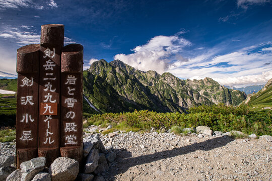 剣岳の山頂標識（標高2999m、日本）