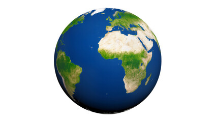 Fototapeta premium Isolated detailed 3D render of realistic Earth globe, showing Europe, Africa, Americas