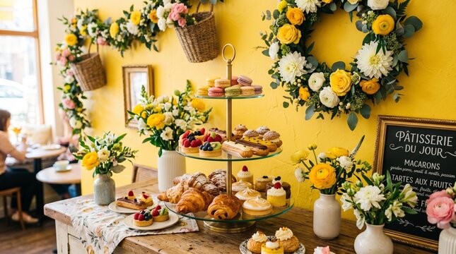 easter table setting with flowers