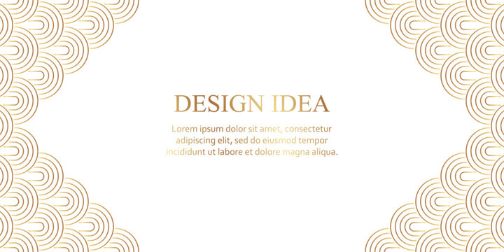 Modern geometric luxury white background for business or greeting card with golden arches in art deco style.