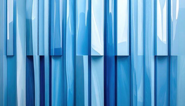 Blue abstract background featuring vertical glossy stripes, creating a dynamic and modern textured surface with varying hues