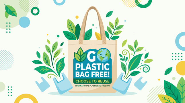 Go Plastic Bag Free International Day Banner Vector Poster Template