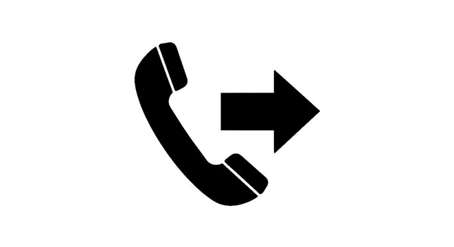 Minimal black silhouette icon, simple flat vector, bold black shape, no, no shading outgoing phone call icon on a, flat icon style