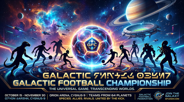 Dynamic sci fi event poster graphic vector design template showcasing cyber neon glowing tracking