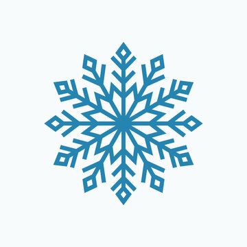 Single blue snowflake icon isolated on a plain white background