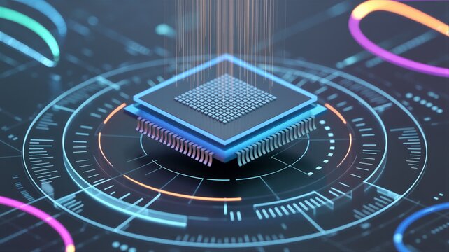 Single advanced package on circuit substrate symbolizing heterogeneous integration and chip stacking for system in package and multi die interconnect.