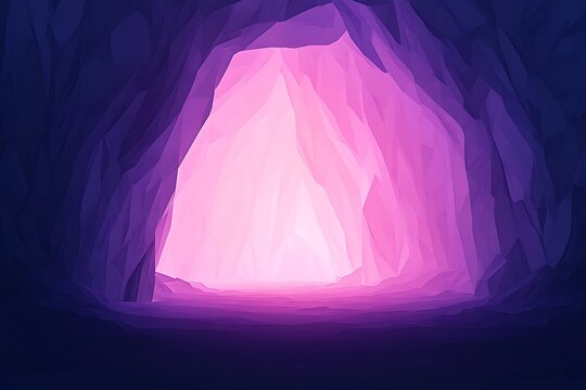 Mystical glow illuminating a hidden cave passage with ethereal light
