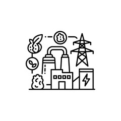Obraz premium Biosolid Energy Plant Icon Featuring Minimalist Monoline Sustepsnable Power Generation Technology