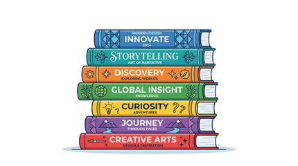 Colorful stack of books representing knowledge and creativity © Teh