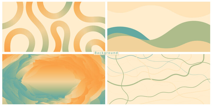 Abstract organic shapes and wavy line background collection in earth tone colors minimal template