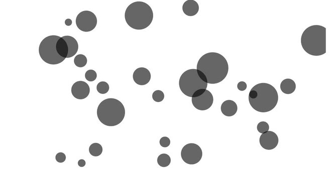 Abstract floating circles motion background, minimalist grey bubbles overlay animation