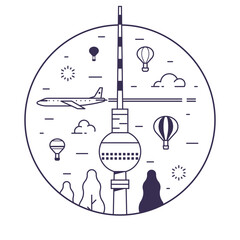 Fernsehturm TV Tower Berlin Landmark Line Icon © krugli
