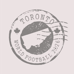 Naklejka premium Stamp Postal of Toronto. Map Silhouette rubber Seal. World Football Championship. Seal Map of Toronto city grunge for your design. Canada. EPS10