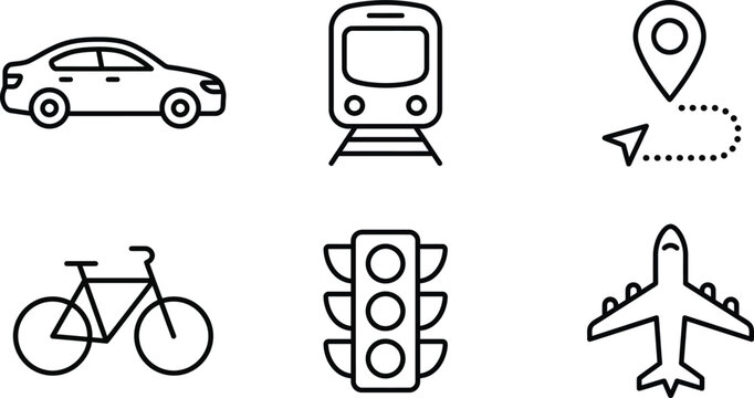 Vector icons of various transportation modes