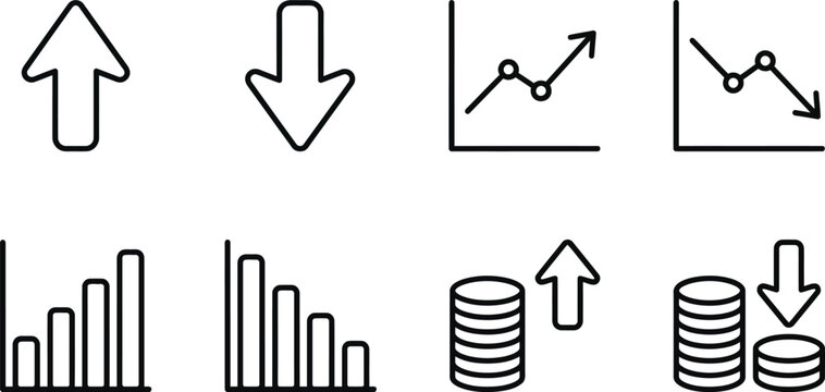 Collection of various business and finance icons
