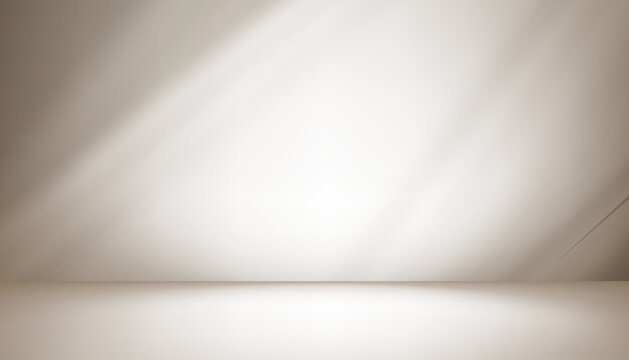 Background wall studio with shadow on 3d podium for product stand mockup,Empty kitchen room with white light on color cream floor,Interior scence soft gradient texture for fall platform backdrop