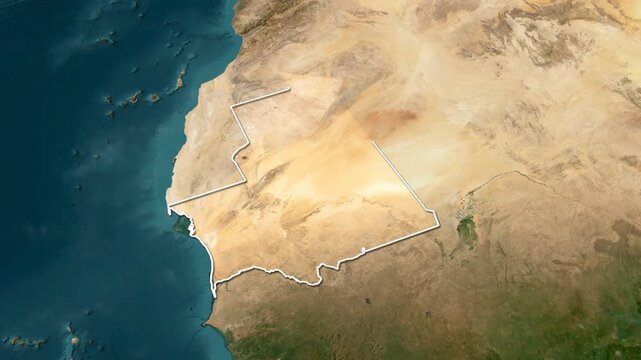 Mauritania Country Map with Flag Animation 00:15