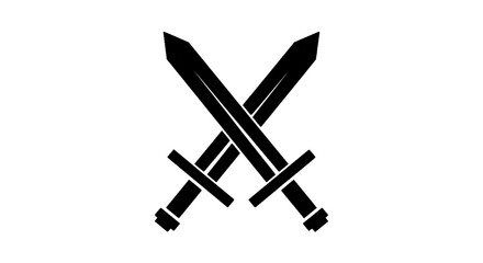 Fototapeta premium Minimal black silhouette icon, simple flat vector, bold black shape, no, no shading two crossed swords icon on a, flat icon style
