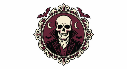 Obraz premium Vintage Gothic Skull Emblem with Bats and Ornate Design