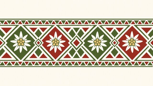 Decorative border pattern with diamonds and stylized edelweiss flowers.