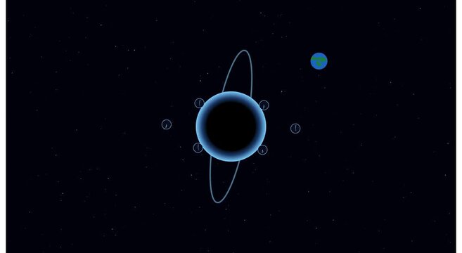 Abstract planet orbiting with time clocks animation in deep space animation