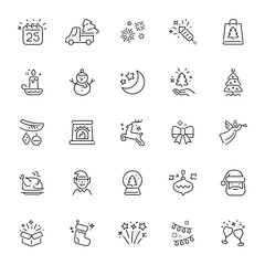 Fototapeta premium Collection of festive Christmas and holiday season icons in a clean line art style