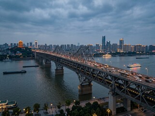 Obraz premium yangtze river bridge wuhan hubei china landmark 