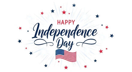 Obraz premium Happy independence day greeting with american flag and stars