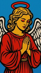 Obraz premium Pop art angelic serenity mobile wallpaper