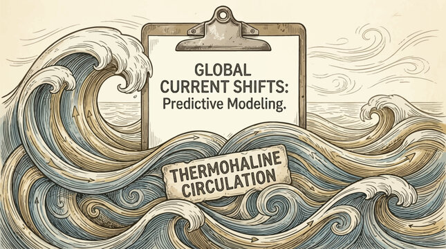 Predictive modeling of global current shifts thermo haline circulation ocean waves clip board