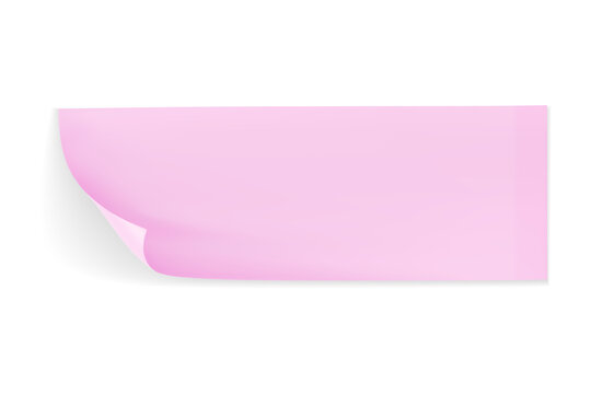 A pink sticky note with a curled corner, isolated on transparent background