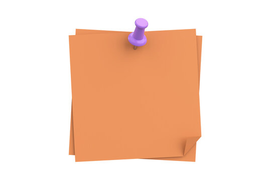 A blank orange sticky note pinned to a transparent background