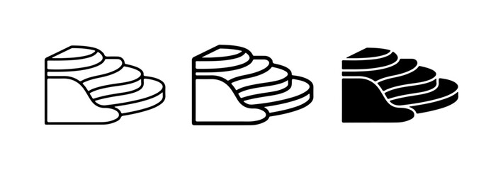 Obraz premium Terraced Steps Icon Set, Staircase Graphic, Progress Symbol