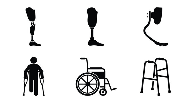Prosthetic Legs Wheelchair Crutches And Walker Silhouette assistive