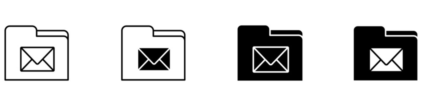 Mail folder icon vector set. Email storage illustration sign collection. Message archive symbol. Digital mailbox logo or mark.