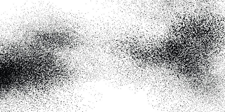 Grunge halftone texture with irregular black dot patterns and distressed noise effects creating a rough monochrome background .